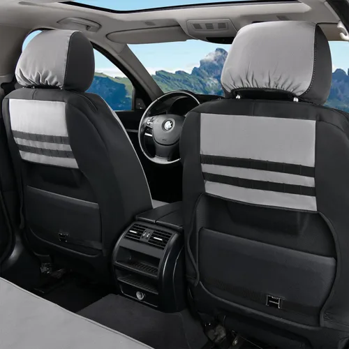 Miniatura 2 de Coverado Fundas de Asiento de Automóvil Delanteras, Fundas de Asiento Universales de Lona para Automóviles, Paquete de 2 Cojines de Asiento de Gris