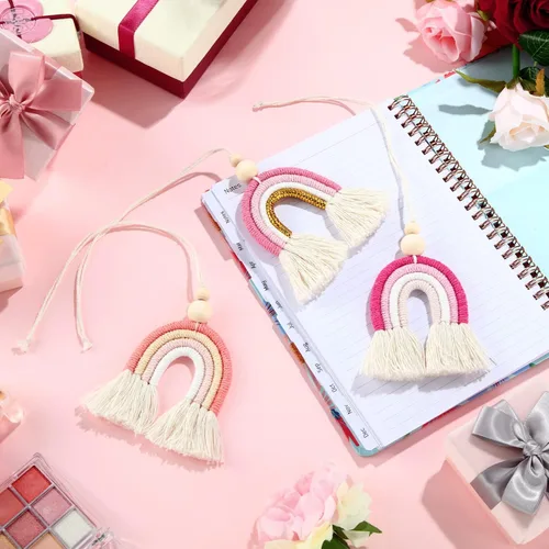 Miniatura 6 de Frienda 3 Piezas Encantadoras Arcoíris Boho para Coche Difusores de Aceite Esencial para Coche Ambientadores Lindos Hechos a Mano Accesorios