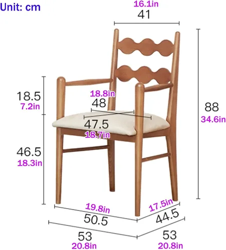 Miniatura 3 de Sillas de comedor tapizadas, silla de cocina con respaldo, silla de sala de estar con brazos versátil asiento de comedor de granja, sillas