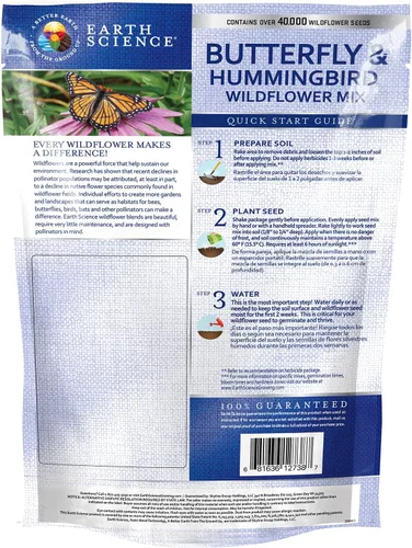 Miniatura 2 de Earth Science Mezcla de semillas de flores silvestres de mariposa y colibrí, 4 onzas, semillas de flores prémium para atraer abejas, mariposas