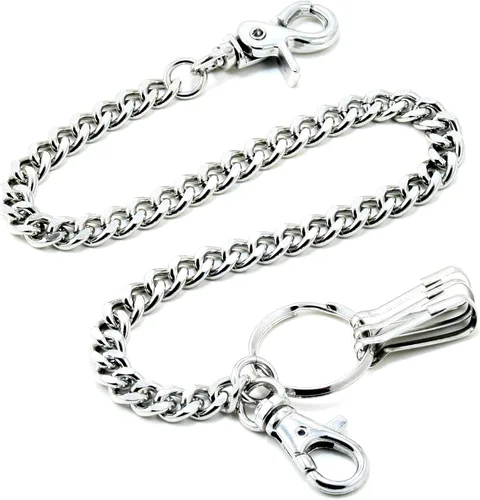 Miniatura 2 de Double K Basic Strong Strap Biker Trucker Key Jean Wallet Chain (17"/21") SLV/BLK CS146MLT