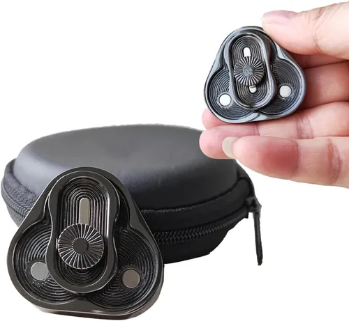 Deslizador de metal para ansiedad, rotación triangular, forma de trébol, juguetes EDC para adultos para aliviar el estrés y la ansiedad, TDAH Negro
