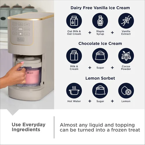 Miniatura 8 de BLACK+DECKER Máquina de helados para familias y niños – Haz helados sin proteínas, keto y lácteos, gelato y batidos en casa – Máquina de pintas