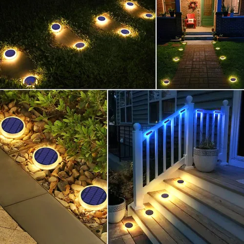Miniatura 6 de YiLaie – Luces solares para escalones al aire libre, impermeables, blanco cálido, luces de escalera alimentadas por energía solar para escalones