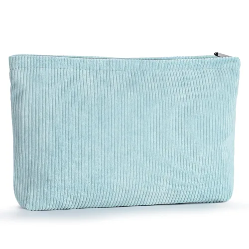 Etercycle Bolsa de maquillaje de pana, bolsa de cosméticos, organizador de bolsas de cosméticos, bolsa de almacenamiento, bolsa de maquillaje Azul