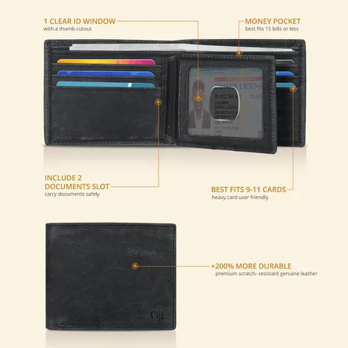 Miniatura 54 de Carteras RFID delgadas para hombres - Cartera de bolsillo frontal de piel genuina
