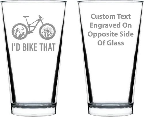 Personalizado "I'd Bike That" - Vaso de pinta para cerveza - Decoración y regalos geniales con temática de bicicleta para ciclistas de montaña -