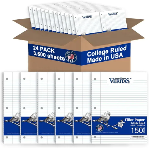 Miniatura 9 de WritePads Papel de hojas sueltas con rayas universitarias, 600 hojas, papel de cuaderno a granel, papel de relleno de 3 agujeros perforados de 8 x