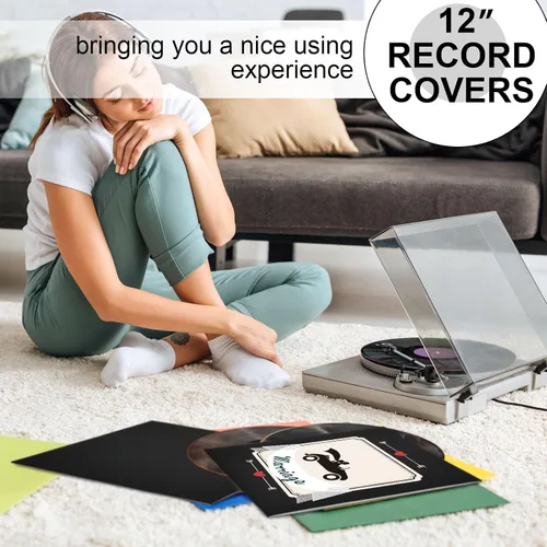 Miniatura 6 de Colarr 30 fundas de disco de vinilo de 12 pulgadas de 12.35 oz/m² en blanco, fundas de cartón para discos de vinilo, fundas exteriores LP