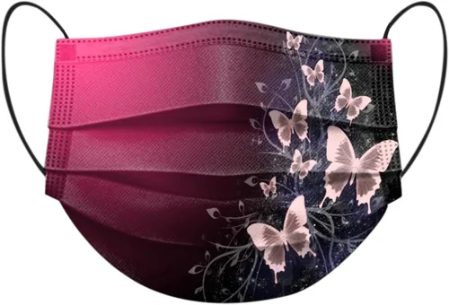 Miniatura 6 de 50 cubrebocas de mariposa, tela de protección de 3 capas, diseño de mariposa de verano para adultos y niños, regalo de fiesta al aire libre