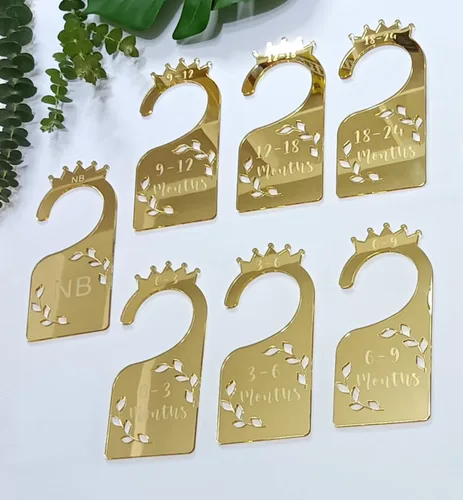 Miniatura 4 de Divisores de armario para bebé, juego de 7 organizadores de ropa de bebé con espejo acrílico para armario, hogar, guardería, desde recién nacidos