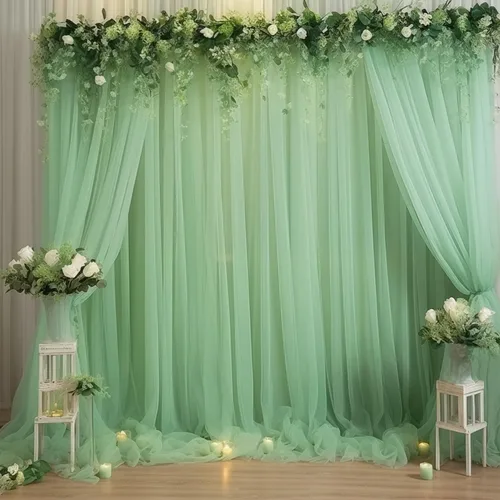 Miniatura 13 de Cortinas de fondo de tul azul de 10x10 para fiestas, cortina de fondo transparente para fotos de boda, cortinas para baby shower, fotografía, fiesta