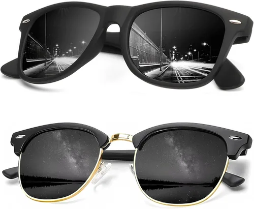 Miniatura 17 de KALIYADI - Gafas de sol polarizadas para hombres y mujeres unisex, marco semirretráctil, estilo retro, para conducir, con bloqueo UV