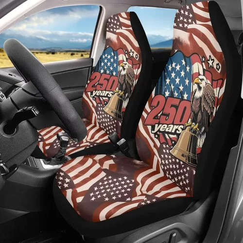Miniatura 3 de 250 Years Car Seat Covers Set of 2 Eagle Flag Car Seat Cover Protector Front Seats Patriotic Auto Interior Accessories Stretch Polyester Fabric