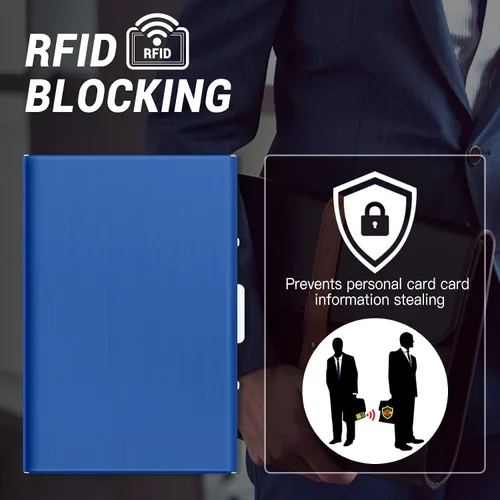Miniatura 4 de Padike Tarjetero de acero inoxidable para tarjetas de crédito, tarjetero de metal para tarjetas de identificación, carteras RFID, tarjetero