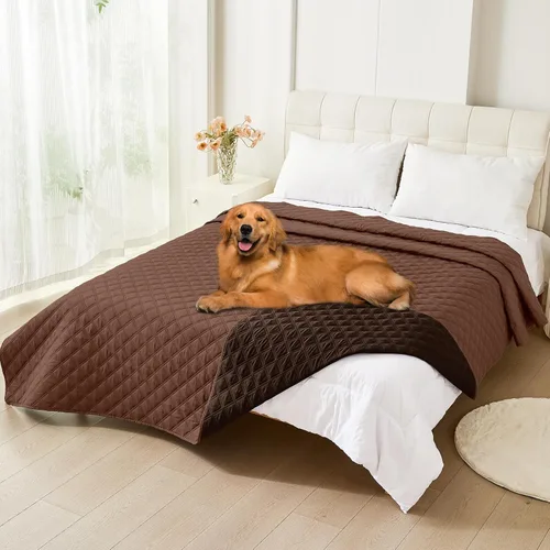 Miniatura 100 de Smiry Funda impermeable para cama de mascota, suave y lavable, para muebles, cama, sofá, reversible, a cuadros (30 x 53 pulgadas, color beige/beige)