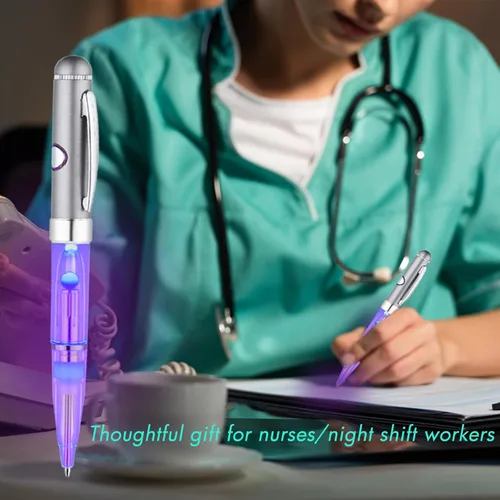 Miniatura 6 de Penyeah Bolígrafo de 7 colores en 1 con luz para escribir en la oscuridad, bolígrafo con luz LED que cambia multicolor para adultos y niños