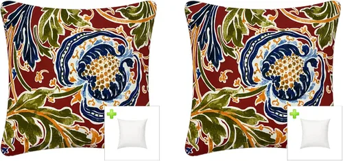 Miniatura 26 de Paquete de 2 cojines decorativos impermeables para exteriores con insertos para muebles de patio, cojines cuadrados de 18 x 18 pulgadas, resistentes