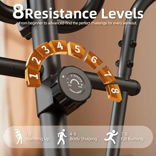 Miniatura 8 de Elliptical Exercise Machine for Apartments and Homes,8 Levels of Magnetic Resistance,15.5-inch Stride Elliptical Machine, and Supports Users up to