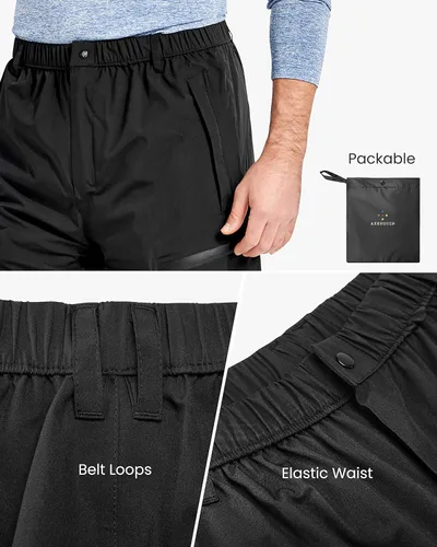 Miniatura 8 de Men's Rain Pants, Waterproof Rain Over Pants Windproof Hiking Pants