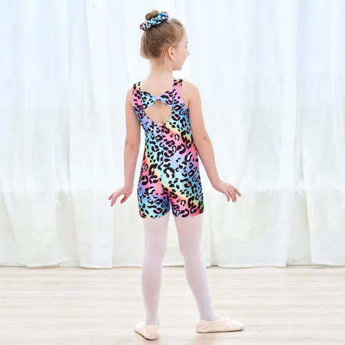 Miniatura 3 de JESKIDS Leotardos para Niñas de Gimnasia con Shorts de Danza Biketards Acrobacia Coletero a Juego para el Cabello 3~15 Años