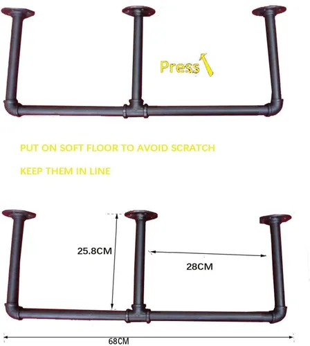 Miniatura 2 de Estantería de tubo negro industrial para bricolaje, montaje en pared, estantería abierta, kit de soporte para proyectos de bricolaje