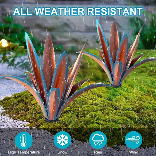 Miniatura 7 de TOMBABY Agrandar arte de metal grueso resistente al viento de agave para jardín, planta de metal, escultura de campo, decoración al aire libre, 12