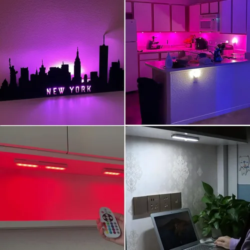 Miniatura 9 de SZOKLED Iluminación para debajo del gabinete, 48 luces LED inalámbricas recargables para debajo del gabinete, luces de encimera de cocina, luces RGB