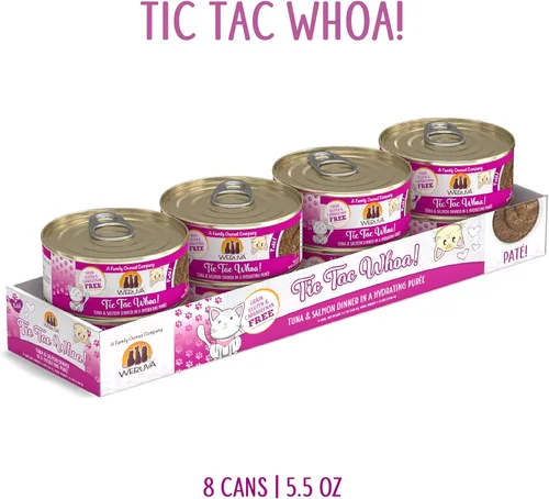 Miniatura 2 de Weruva Comida húmeda para gatos, Tic Tac Whoa con paté de atún y salmón, lata de 5.5 onzas, paquete de 8
