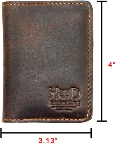Miniatura 5 de Hide & Drink, Cartera plegable de cuero, capacidad para hasta 8 tarjetas más billetes plegados, cartera minimalista de viajero, organizador, cartera