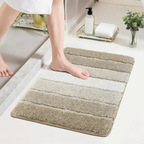 COSY HOMEER Alfombras de baño de 24 x 17 pulgadas, ultra suaves y absorbentes, con respaldo de TPR antideslizante, lavable a máquina, alfombra Beige