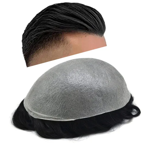 LYRICAL HAIR Toupee - Sistema de postizo para hombre, ultra fina, con bucle en V, 0.001 in, transparente, de polietileno, poliuretano, sistema de