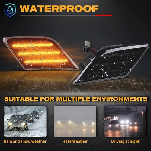 Miniatura 4 de POPMOTORZ Conjunto de luz LED de marcador lateral para parachoques delantero, kit de lámpara de señal intermitente ámbar compatible con Mercedes
