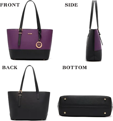 Miniatura 4 de Juego de bolsos y carteras para mujer, bolso de mano para el trabajo, bolso de hombro con asa superior y cartera a juego