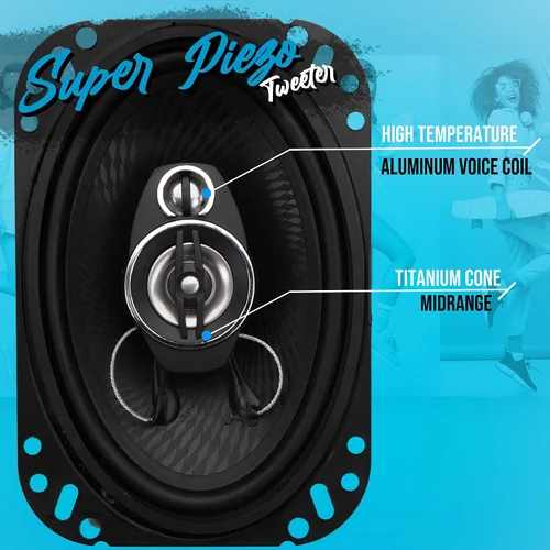 Miniatura 4 de Pyle Altavoces estéreo universales de 3 vías para automóvil, 400 W, 6 x 8 pulgadas, triaxial de alto volumen, audio profesional, altavoz universal