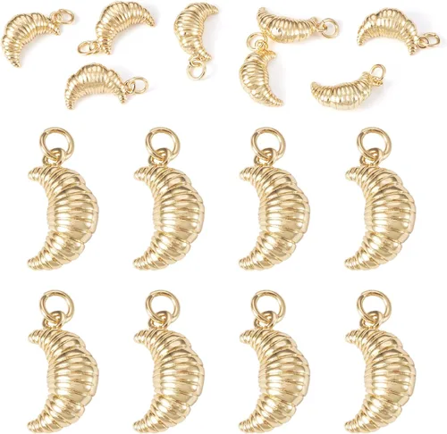 Miniatura 12 de FASHEWELRY 20 dijes de abejas de latón chapados en oro de 18 quilates, dijes de abeja dorados, dijes de joyería rellenos de oro con anillo de salto