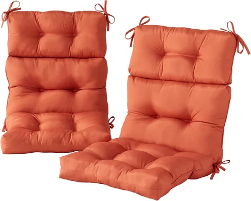 Miniatura 63 de Cojines para silla de respaldo alto para exteriores, diseño de asiento y respaldo con bisagras de una pieza, reversibles con 4 lazos, tela