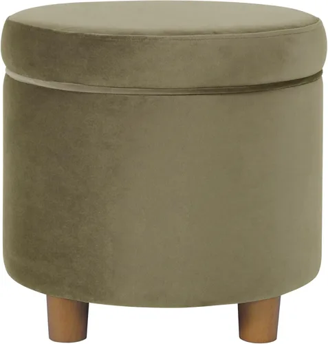 Miniatura 19 de Homepop Decoración del hogar Otomana redonda tapizada de almacenamiento Otomana con almacenamiento para sala de estar y dormitorio con patas Azul