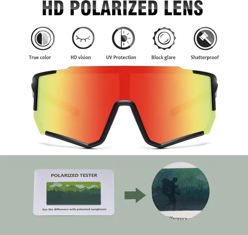 Miniatura 8 de Gafas de Sol Polarizadas para Ciclismo para Hombres y Mujeres con Protección UV con Clip para Miopía para Béisbol, Ciclismo, Carrera, MTB