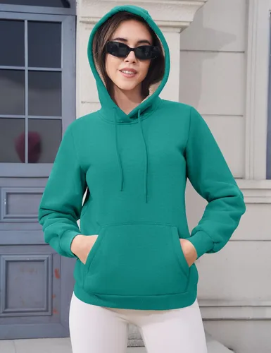 Miniatura 11 de MAGCOMSEN Sudaderas con capucha para mujer, con forro de sherpa, de vellón, para invierno, cálido, pesado, de algodón, con bolsillo
