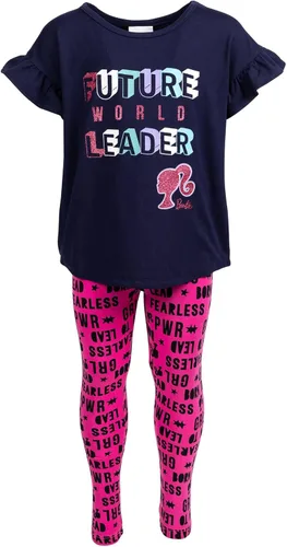 Miniatura 5 de Barbie Conjunto de camiseta y leggings con estampado de volantes, conjunto clásico a juego para niñas