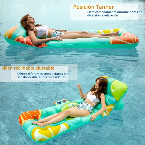 Miniatura 4 de Jasonwell Flotador Inflable de Piscina para Adultos - Flotadores de Piscina Sillón Flotante Balsa de Silla Flotante con Respaldo Ajustable