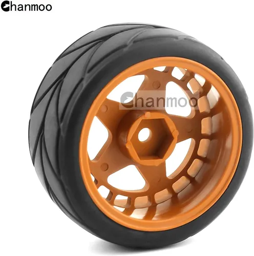 Miniatura 4 de Neumáticos de 1/10 RC On Road y ruedas hexagonales de plástico duro de 0.472 in, neumáticos de goma para 1:10 Rally Racing Car Tamiya XV01 XV02 TA06