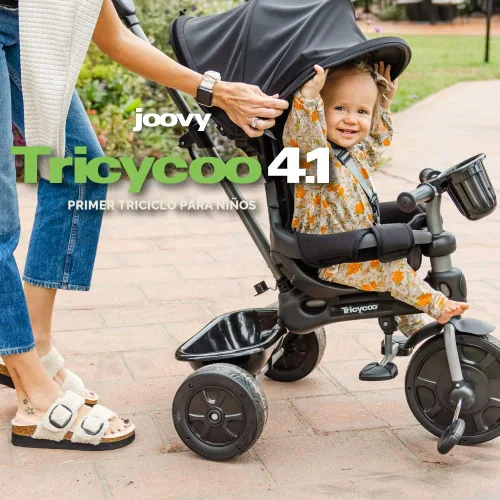 Miniatura 2 de Joovy Tricycoo 4.1 triciclo para niños con 4 etapas con neumático delantero extra ancho, manija para padres extraíble y ajustable, arnés