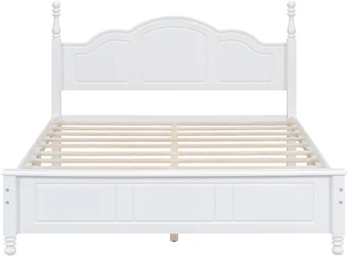 Miniatura 4 de Marco de cama de madera de pino de estilo retro con cabecero, no necesita caja de resortes, nogal oscuro