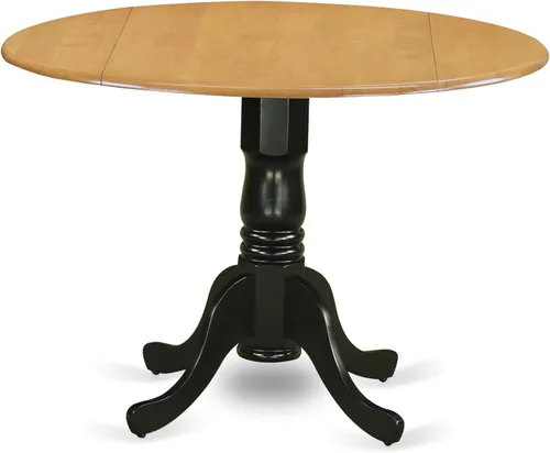 Miniatura 26 de East West Furniture DLT-BLK-T mesa de comedor redonda - con tapa redonda y 2 hojas desplegables y pata de pedestal, 42x29.5 pulgadas, acabado negro