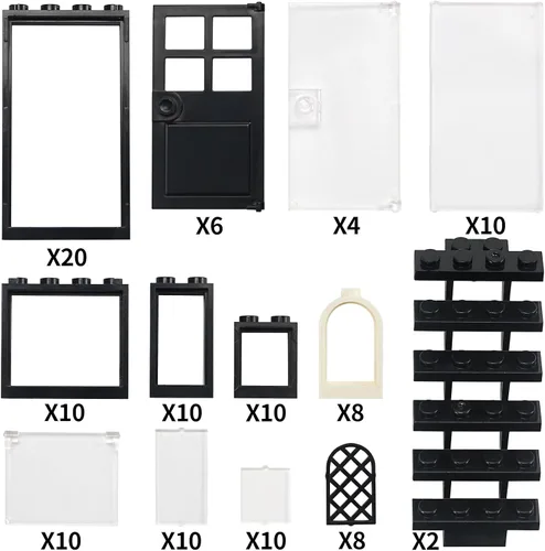 Miniatura 3 de Set de Ventanas y Puertas para Interior Decoración Accesorios Kit de Bloques de Construcción MOC 118 Piezas y Partes Compatibles con Principales