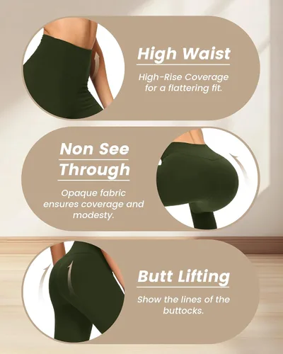Miniatura 77 de NexiEpoch - Paquete de 4 leggings suaves para mujer, con bolsillos, control de abdomen y cintura alta, pantalones capri para yoga y ejercicio
