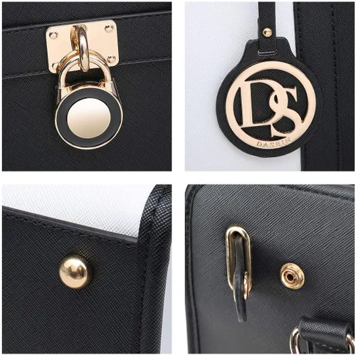 Miniatura 48 de Dasein Bolsos de mano de dos tonos para mujer, bolsos de hombro de cuero vegano, bolsa grande con cartera a juego