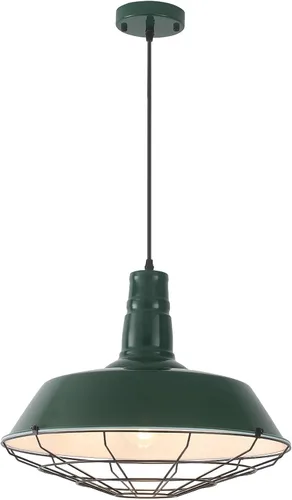 Miniatura 9 de Lámpara colgante negra de granja, luces colgantes grandes de 18.1 pulgadas, isla de cocina, lámpara colgante industrial con jaula de alambre, luz